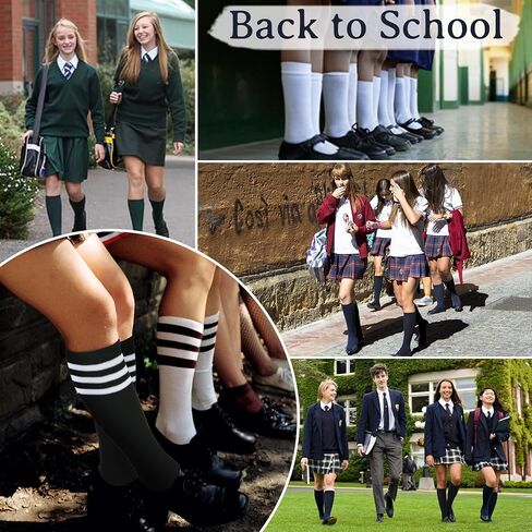 Durio 3 Pairs Knee High Socks for Girls Long Socks for Girls Boys Kids School Uniform Socks Breathable Seamless Socks in Saudi Arabia