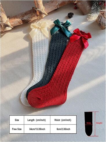 OYOANGLE Girl's 3 Pairs Knee High Socks Bow Cute Over Calf Kids Over knee Stockings in Saudi Arabia