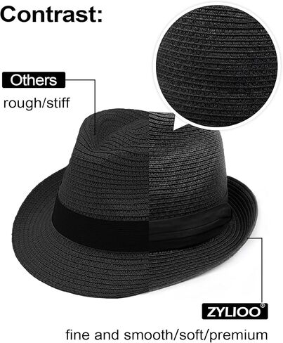 Zylioo XXL قبعات الشمس القش كبيرة الحجم، قبعة شاطئ بنما واسعة الحواف للرؤوس الكبيرة، قبعات سفر UPF قابلة للتعديل مع حزام الذقن in Kuwait