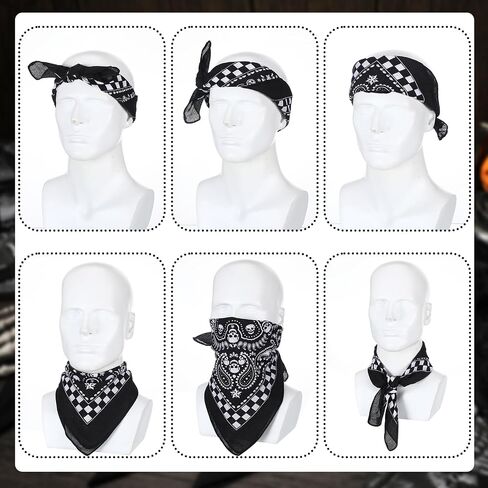 Geyoga 8 Pcs Pirate Bandana for Men Skull Bandana Pirate Party Paisley Bandana Carnival Hippie Hankerchief Cotton Head Scarf in Saudi Arabia