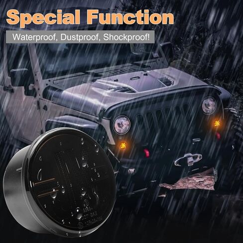 مصابيح إشارة الانعطاف LED متوافقة مع Wrangler JK JKU 2007-2018، مصابيح إشارة الانعطاف ومواقف السيارات، 2024 NEW، المفضلة لعشاق الطرق الوعرة لـ JK، الضوء الأبيض والأصفر (عدسة مدخنة) in Kuwait