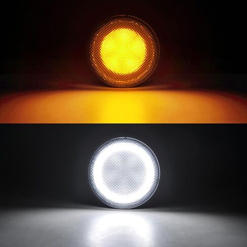 LED Turn Signal Lights Compatible with Wrangler JK JKU 2007-2018, White Halo as Daytime Running Lights,Yellow Honycomb LED as Turn Signal 2PCS (Smoked Lens) in Kuwait