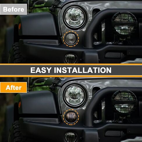 مصابيح إشارة الانعطاف LED متوافقة مع Wrangler JK JKU 2007-2018، مصابيح إشارة الانعطاف ومواقف السيارات، 2024 NEW، المفضلة لعشاق الطرق الوعرة لـ JK، الضوء الأبيض والأصفر (عدسة مدخنة) in Kuwait