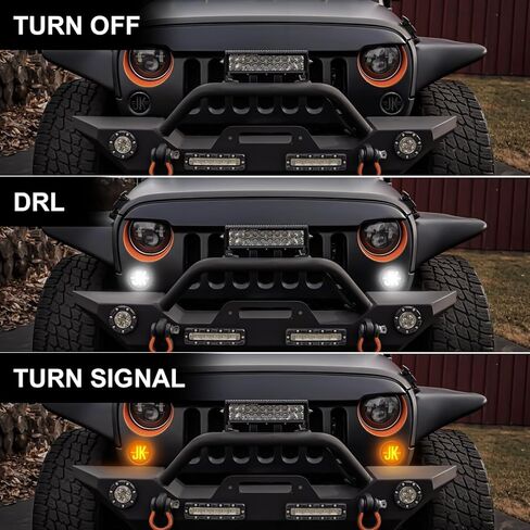 مصابيح إشارة الانعطاف LED متوافقة مع Wrangler JK JKU 2007-2018، مصابيح إشارة الانعطاف ومواقف السيارات، 2024 NEW، المفضلة لعشاق الطرق الوعرة لـ JK، الضوء الأبيض والأصفر (عدسة مدخنة) in Kuwait
