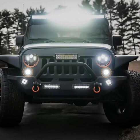 مصابيح إشارة الانعطاف LED متوافقة مع Wrangler JK JKU 2007-2018، مصابيح إشارة الانعطاف ومواقف السيارات، 2024 NEW، المفضلة لعشاق الطرق الوعرة لـ JK، الضوء الأبيض والأصفر (عدسة مدخنة) in Kuwait