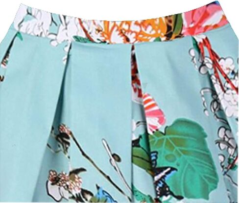 Dressever Women's Vintage A-line Printed Pleated Flared Midi Skirts in Saudi Arabia