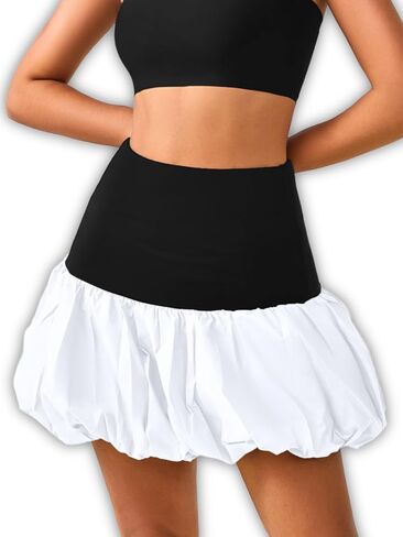 High Waisted Bubble Skirt, As Babydoll Tops, Mini Ruffle Skirts for Women, Mini Hem Tummy Control in Kuwait