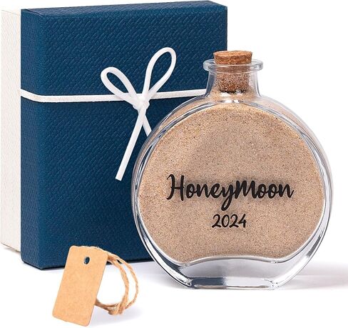 Honeymoon Sand Keepsake Jar 2024，Bridal Shower Gift, Wedding Gift, Engagement Gift, Honeymoon Gift, Travel Gift for Couples, Newlywed, Fiance(Gift Box Includes) - 40ml Glass in Saudi Arabia