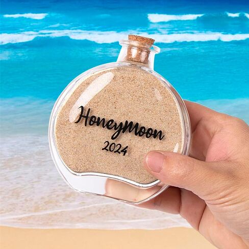 Honeymoon Sand Keepsake Jar 2024，Bridal Shower Gift, Wedding Gift, Engagement Gift, Honeymoon Gift, Travel Gift for Couples, Newlywed, Fiance(Gift Box Includes) - 40ml Glass in Saudi Arabia
