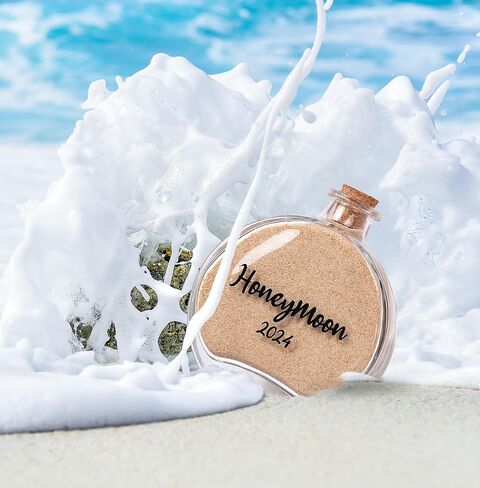 Honeymoon Sand Keepsake Jar 2024，Bridal Shower Gift, Wedding Gift, Engagement Gift, Honeymoon Gift, Travel Gift for Couples, Newlywed, Fiance(Gift Box Includes) - 40ml Glass in Saudi Arabia