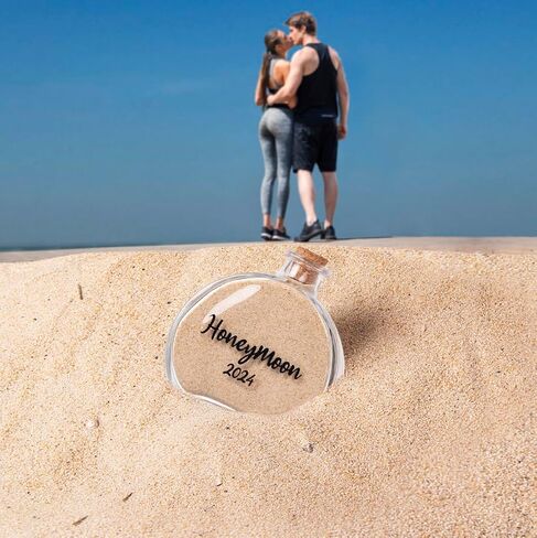 Honeymoon Sand Keepsake Jar 2024，Bridal Shower Gift, Wedding Gift, Engagement Gift, Honeymoon Gift, Travel Gift for Couples, Newlywed, Fiance(Gift Box Includes) - 40ml Glass in Saudi Arabia
