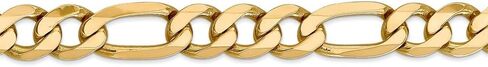 Solid 14k Yellow Gold 10mm Flat Figaro Bracelet - with Secure Lobster Lock Clasp 9" in Saudi Arabia