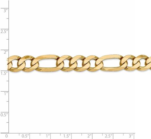 Solid 14k Yellow Gold 10mm Flat Figaro Bracelet - with Secure Lobster Lock Clasp 9" in Saudi Arabia