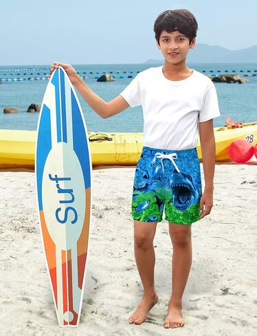 uideazone Boys Swim Trunks 3D Funny Print Surfing Board Shorts Quick Dry UPF 50+ Swimsuit Beachwear with Mesh Lining 2-12T in Saudi Arabia