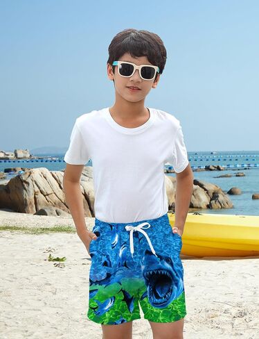 uideazone Boys Swim Trunks 3D Funny Print Surfing Board Shorts Quick Dry UPF 50+ Swimsuit Beachwear with Mesh Lining 2-12T in Saudi Arabia
