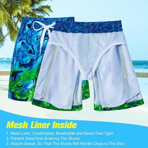 uideazone Boys Swim Trunks 3D Funny Print Surfing Board Shorts Quick Dry UPF 50+ Swimsuit Beachwear with Mesh Lining 2-12T in Saudi Arabia