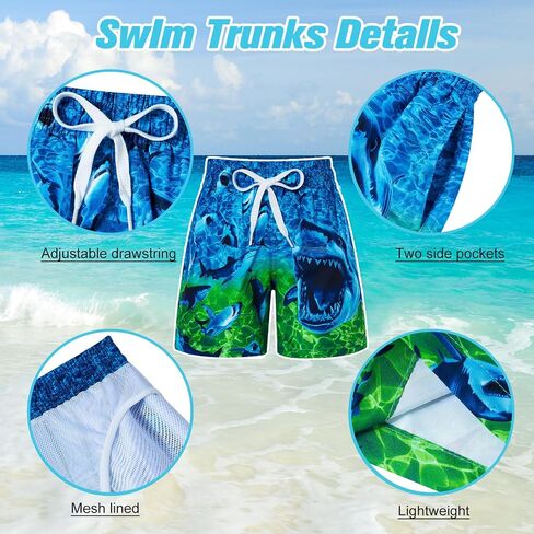 uideazone Boys Swim Trunks 3D Funny Print Surfing Board Shorts Quick Dry UPF 50+ Swimsuit Beachwear with Mesh Lining 2-12T in Saudi Arabia