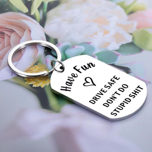 Gifts for 18 Year Old Boy, Funny Valentines Day Gifts for Kids, Dont Do Stupid Shitkeychain for Son Daughter, Drive Safe Keychain for Him from Mom Dad, Gifts 17 18 21 Year Old Boy, New Driver Gifts in Saudi Arabia