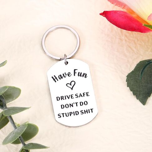 Gifts for 18 Year Old Boy, Funny Valentines Day Gifts for Kids, Dont Do Stupid Shitkeychain for Son Daughter, Drive Safe Keychain for Him from Mom Dad, Gifts 17 18 21 Year Old Boy, New Driver Gifts in Saudi Arabia