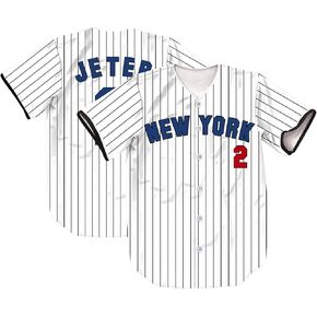 TIFIYA New York Jeter 2 Stripes Baseball Jersey NY Softball Shirts for Men/Women/Young