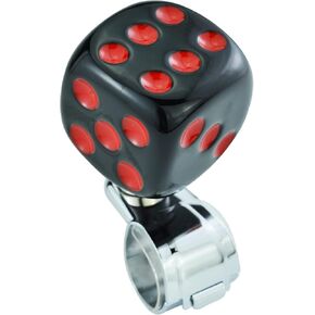 Dice Shape Steering Wheel Assist Knob Resin Car Turning Wheel Suicide Spinner for Most Manual Automotive Vehicles (Red, Black)