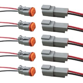 3 Pin Deutsch Car Waterproof Electrical Connector with 17AWG Cable Wire, 3 Way Automotive Male and Female Plug Wiring Harness, 3 Wire DT Pigtail for Cars, Boats, Trucks