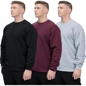 Men's Casual Crewneck Sweatshirt 3 Pack Fleece Long Sleeve Basic Pullover Sweatshirt for Men