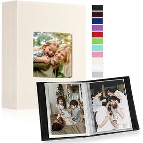 Ywlake Photo Album 4x6 50 Pockets 2 Packs, Small Mini Capacity Leather Photo Albums, Each Pack Holds 50 Top Loader Vertical Only Pictures Black