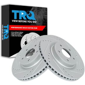 TRQ Front Performance Brake Rotor Drilled Slotted Pair Set for 2013 JX35 / 2015-2018 Murano / 2013-2018 Pathfinder / 2014-2018 Q50 / 2017-2018 Q60 / 2016-2017 QX50 / 2014-2018 QX60