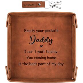 Gifts for Dad, Daddy Gifts, Valentines Gifts for Dad, Daddy Gifts from Daughter Son - Premium PU Leather Empty Your Pockets Daddy Tray - Best Dad Ever Gifts for Dad Daddy
