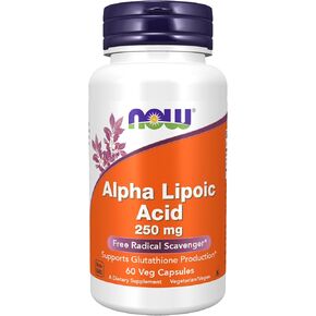 NOW Foods Supplements, Alpha Lipoic Acid 250 mg, Supports Glutathione Production*, Free Radical Scavenger*, 60 Veg Capsules