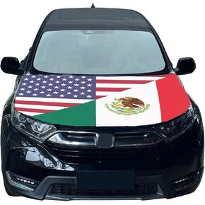 American Mexico Friendship Hood Flag - 59x51 IN Car Hood Cover American Mexican Banner for Car Decor, Patriotic Car American Flag with 2 Pack Adjustable Triangular Fasteners in Kuwait