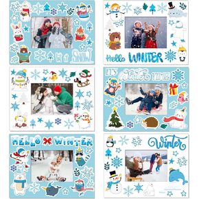 Hayux Winter DIY Craft Kits for Kids 24 Packs DIY Winter Wonderland Photo Frames Set with Stickers Paper Picture Frames Funny Winter Gifts Craft for Winter Christmas Party Favors School Activities