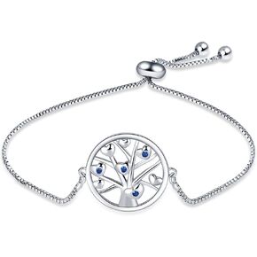 KUNSIR Slider Charm Cubic Zirconia Bracelet in 925 Sterling Silver, Mother's Day Bracelets…