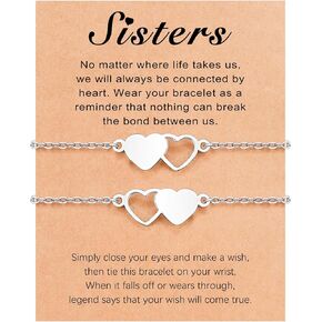 UNGENT THEM Connected By Heart Matching Bracelets for Sisters Women