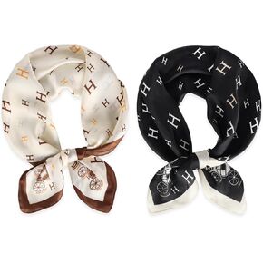 EXTREE Fashion Silky Satin Headscarf for Women Girls: Exquisite Pattern Lightweight Silk Graceful Scarfs 27.5 x 27.5 inches