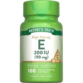 Nature's Truth Vitamin E Softgels | 200 IU | 100 Softgels | Non-GMO & Gluten Free Supplement