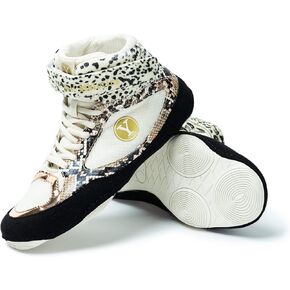 Beast Wrestling Shoes Women Sizes, Lightweight and Breathable Boxing Shoes for Women, Microfiber Suede Leopard Printed Weightlifting Shoes with Hook and Loop Strap