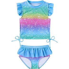 Toddler Girls Swimsuit Cute Ruffle 2 Piece Tankini Bathing Suit Beach Bikini Summer 2-6T