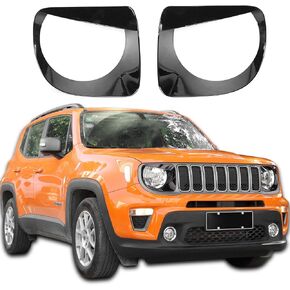 JeCar Headlight Bezels Headlight Trim Cover Angry Bird Head Lamp Ring for 2019-2021 Jeep Renegade, Black