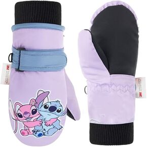 Lilo & Stitch Winter Gloves and Mittens – Girls Ski Gloves Waterproof, 3M Thinsulate, Ages 2-5 and 4-10, Anti-Slip Grip