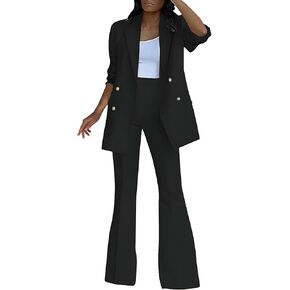 Women Pantsuit Wide Leg 2 Piece Set Dressy Office Business Attire Work Wear Long Plus Size