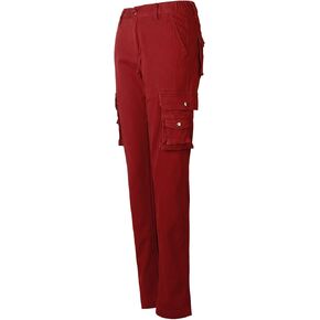 OCHENTA Women's Cotton Stretch Casual Cargo Pants Como Combat Straight Leg with Multi Pockets
