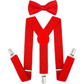 Kids Suspenders and Bowtie Set - Fits Child Boys & Girls, 6 Months to 7 Years, Perfect for Daily Wear & Events