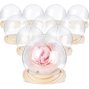 12 Pieces Plastic Dome Display Case Display Cloche Dome Cloche Bell Jar with Base Clear Cloche Dome Decoration Case for Collectibles Rose Office Home Tabletop Centerpiece Decoration (Large)