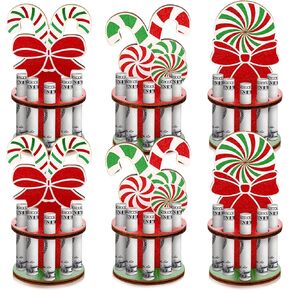 6 Pcs Christmas Wooden Money Holder for Cash Gift with 10 Holes Candy Color Christmas Money Holder with Bow Decoration for Placing Money Red Green and White Money Holder Xmas Table Decorations