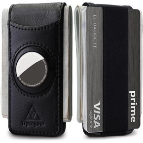 Magnetic Money Clip with airTag Holder,credit card elastic band,Holds to Cash and Cards (Black)