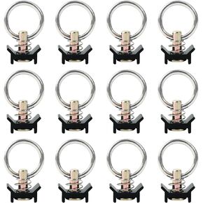 lukar 12 Pack L Track Tie Down O Ring L Track Accessories Black L Track Single Stud Fitting with Round Ring, 4000LBS Capacity