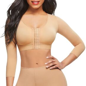 FeelinGirl Arm Shaper for Women Post Surgery Arm Lipo Compression Sleeves Slimming Arm Front Closure Shapewear Bra