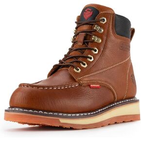 SUREWAY 6" Mens Heavy Duty Steel/Composite/Soft Toe Work Boots for Men,Goodyear Welt,Extremely Comfortable Durable Proved,Superior Oil/Slip Resistant,Thicker Leather,Wedge Sole,Moc Toe Work Boots/Shoes for Men,EH Safety Industrial Construction Boots